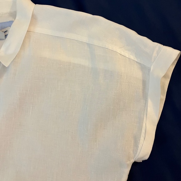 Tommy Bahama Linen White Cap Short Sleeve Women's L Blouse Button Up Shirt Top - Picture 3 of 10